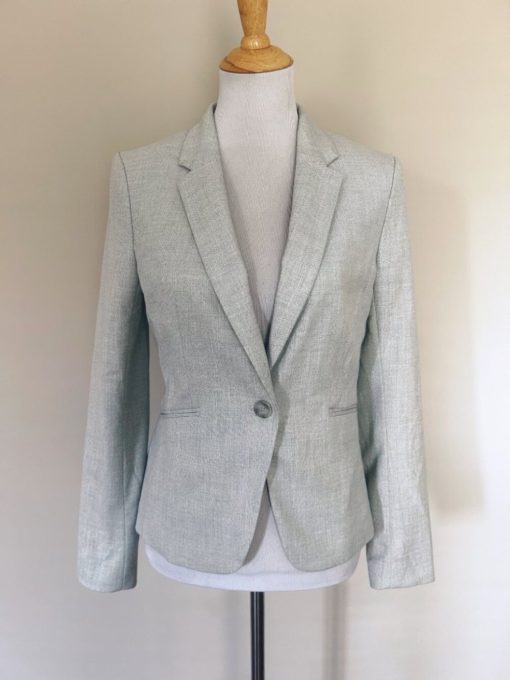 H&M Light Geather Gray Classic Blazer Jacket Career Professional Size 6 Women's